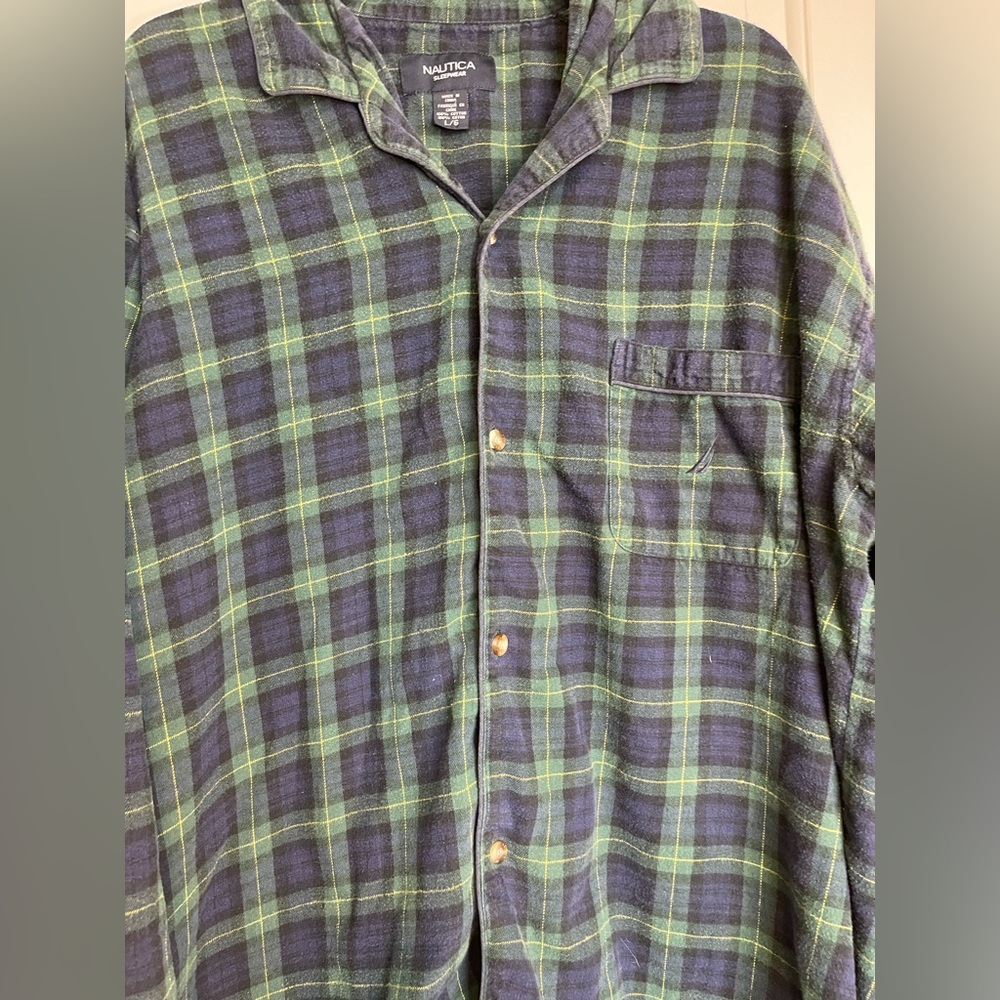 Nautica Sleepwear Plaid Long sleeve size Large Vintage
